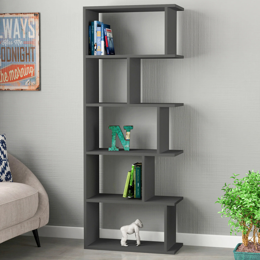 Tapi 5 Shelf Anthracite Bookcase Display Unit Image 1