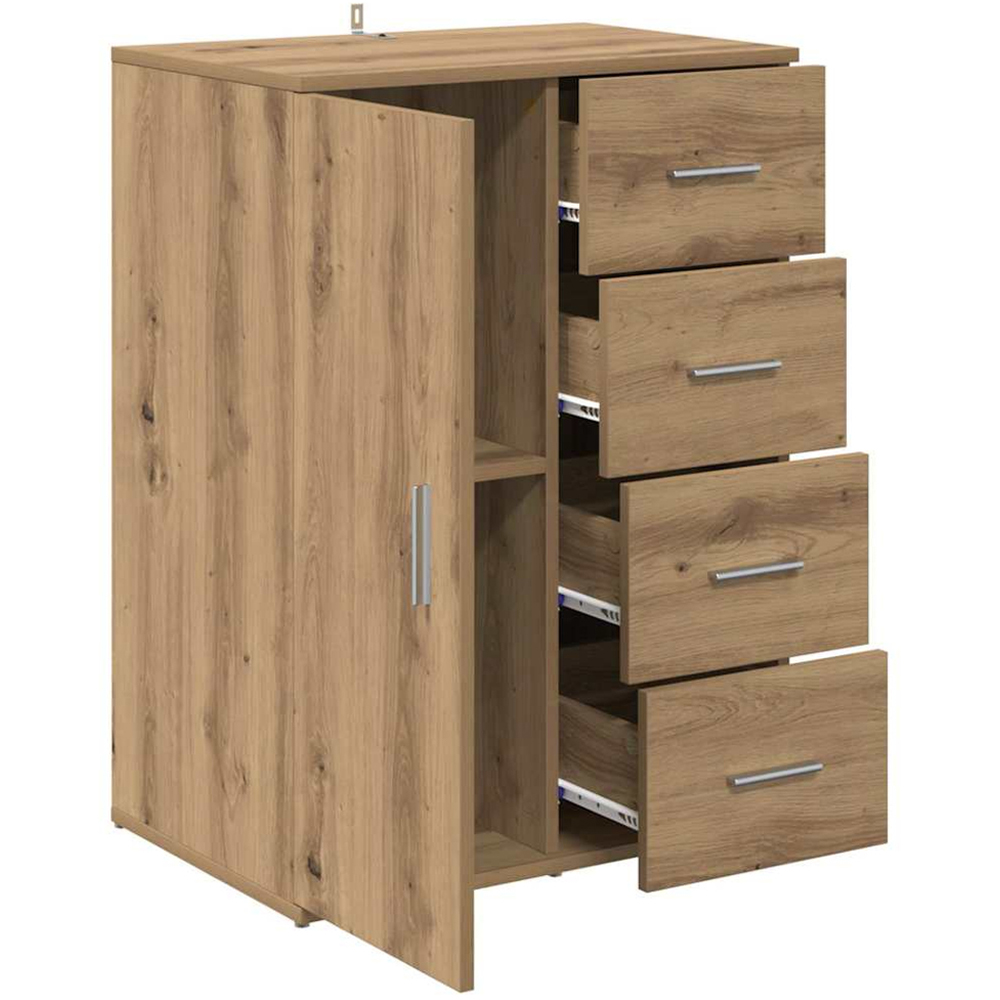 vidaXL Single Door 4 Drawer Artisan Oak Sideboard Image 5