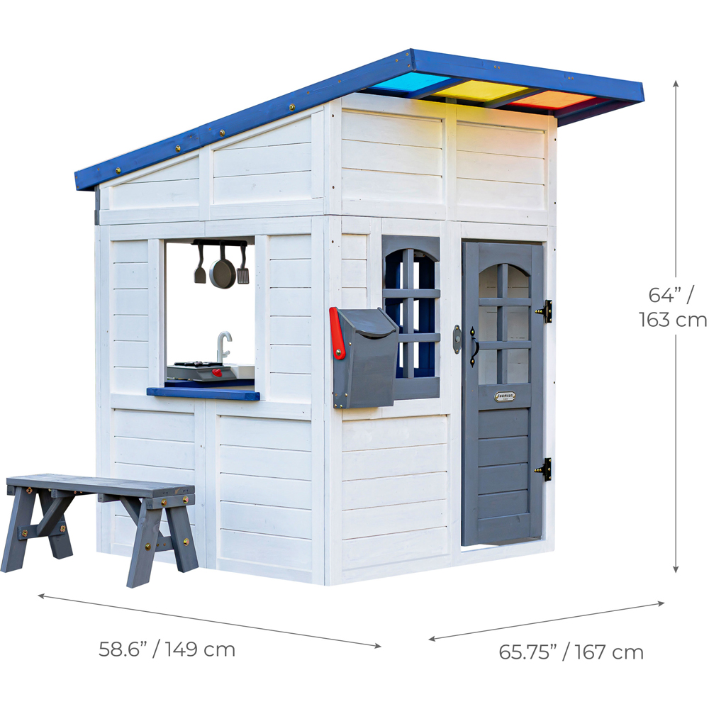 Teamson Kids White Wooden Playhouse with Rainbow Shade Image 8