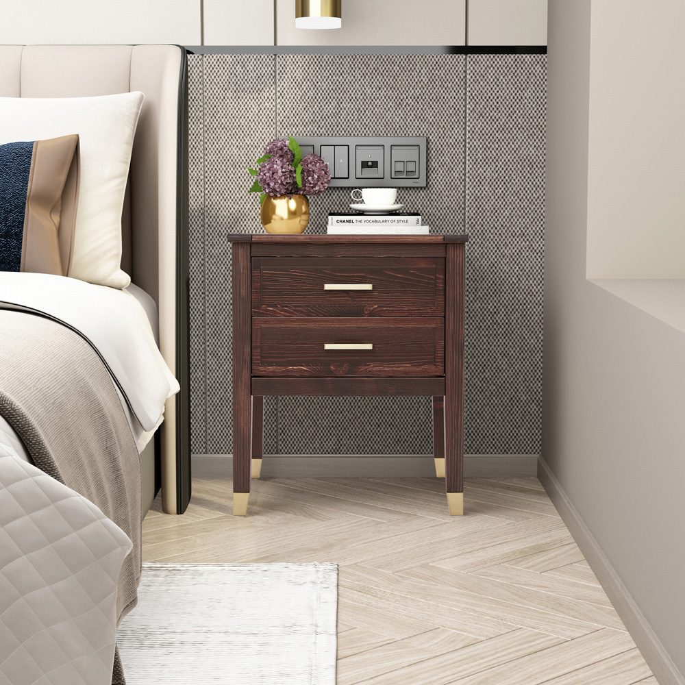 Palazzi 2 Drawer Brown Bedside Table Image 8