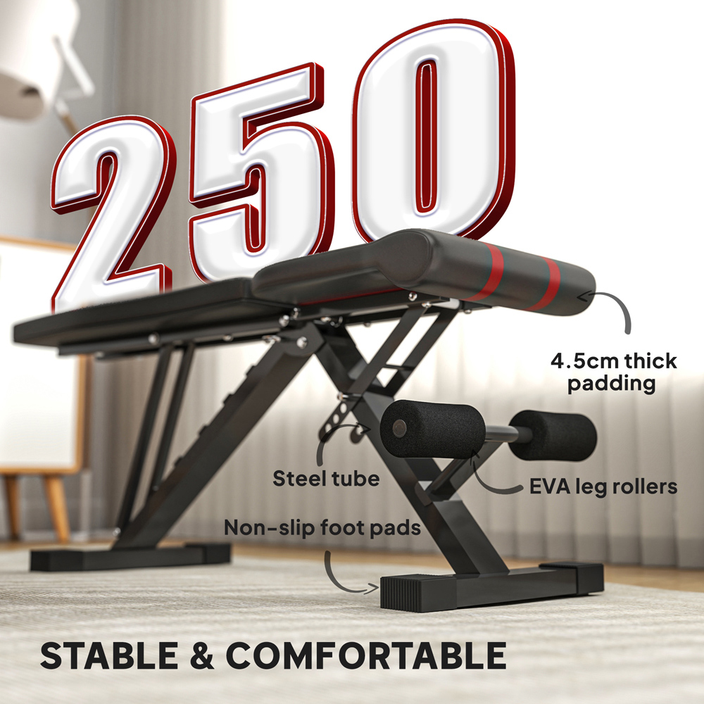 SPORTNOW Foldable Weight Bench with 6 Level Backrest and Leg Extension Image 6