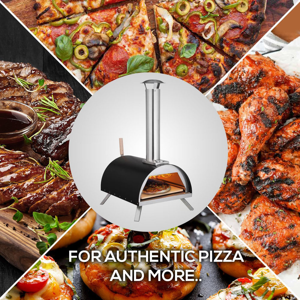 Haven Black and Silver Pizza Oven with Rain Cover Image 7