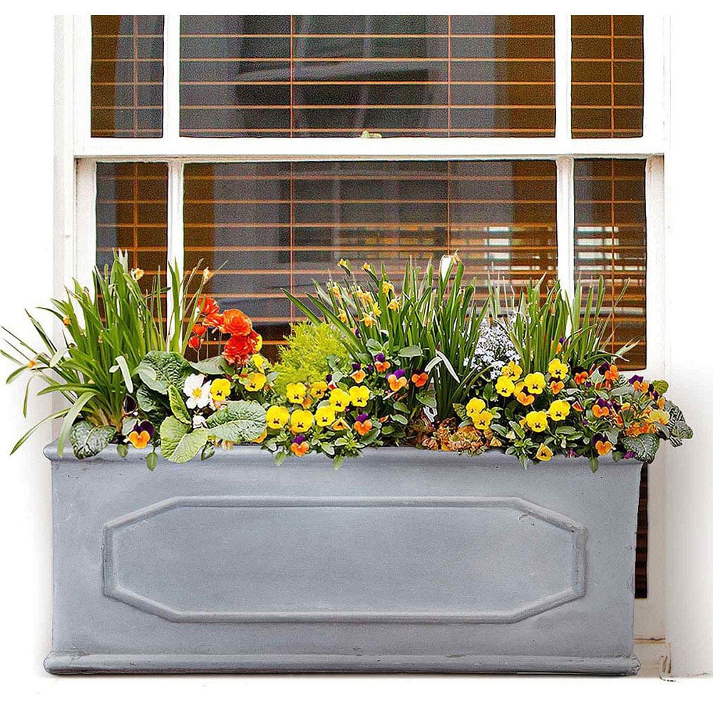 wilko Chelsea Faux Lead Light Stone Trough Outdoor Planter 22cm Image 3