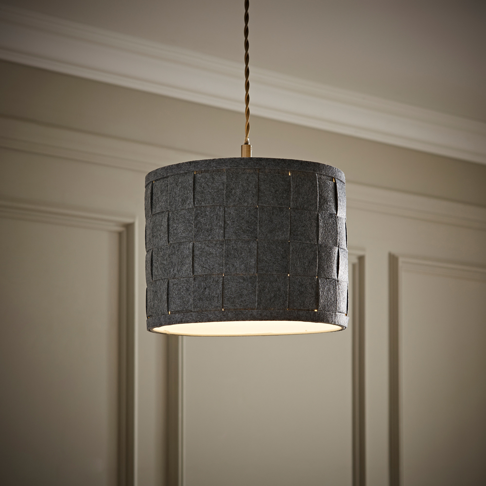 ValueLights Monza Grey Felt Weave Small Drum Shade Image 6