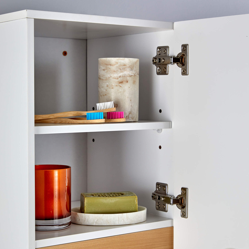 Home Source Florence Single Door Single Shelf White Hanging Bathroom Cabinet Image 4