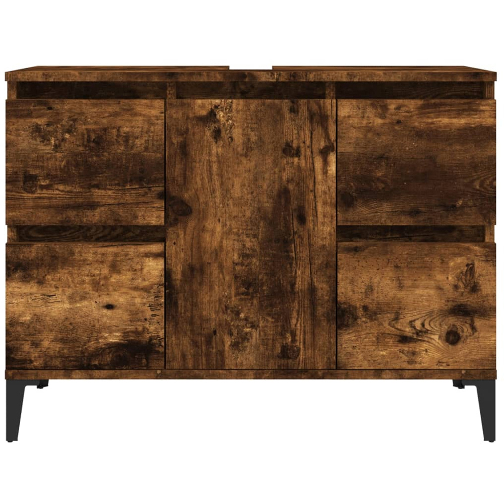 vidaXL Single Door 4 Drawer Brown Bathroom Cabinet Image 5