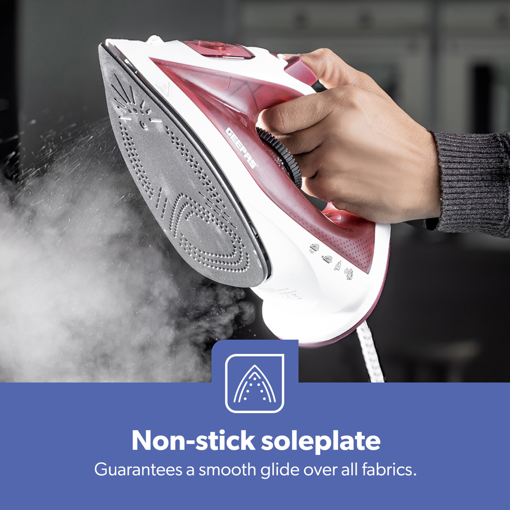 Geepas GSI7783UK-RD Red Fast Heat Up Steam Iron 1800W Image 7