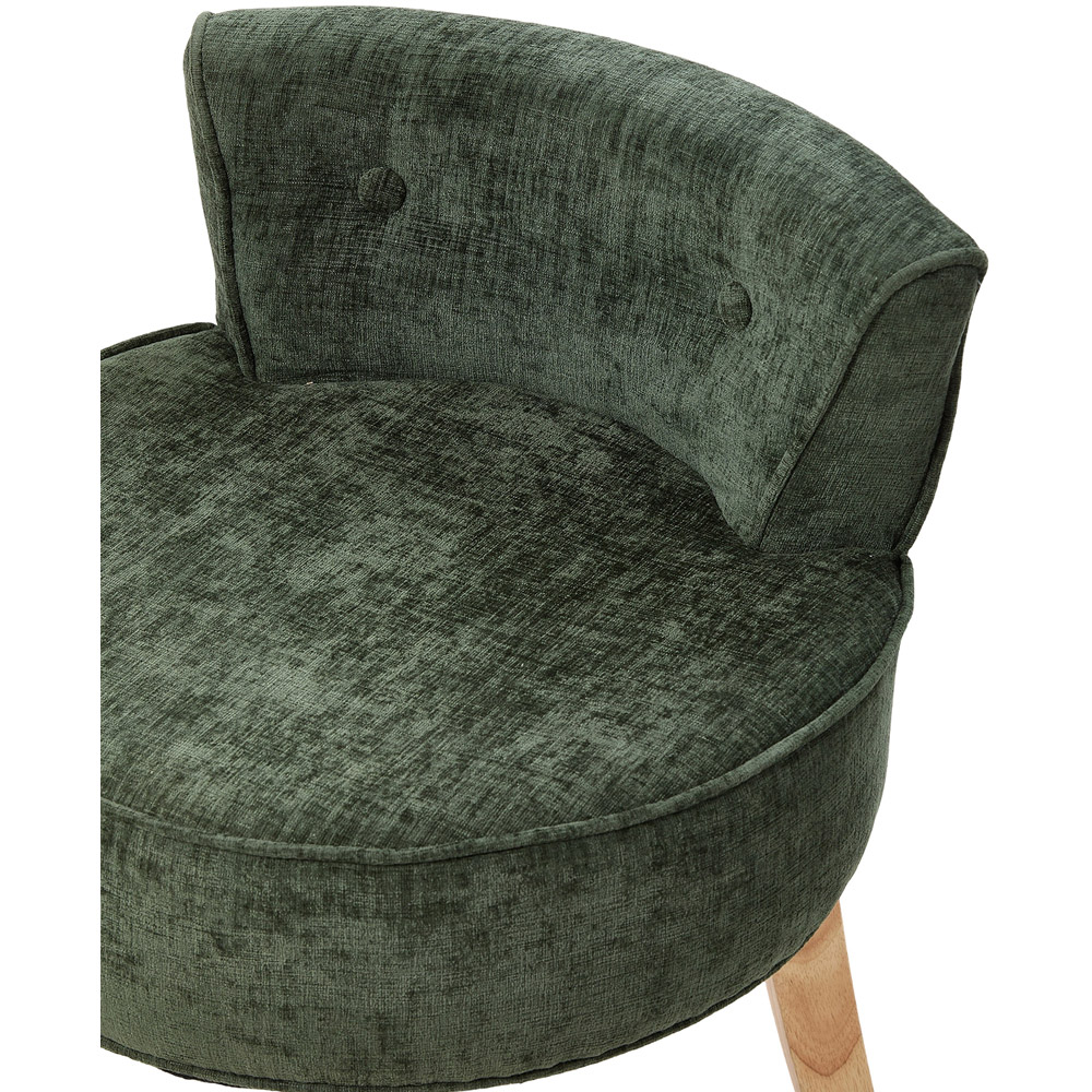 Living and Home Green Chenille Button Tufted Vanity Stool Image 4