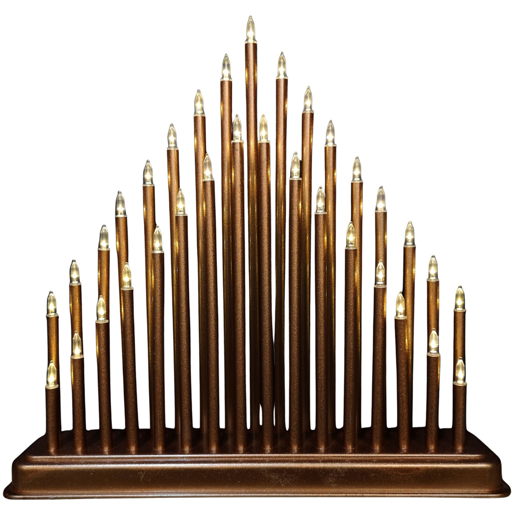 Premier 33 Warm White LED Rose Gold Light Up Christmas Candle Bridge 34cm Image 2