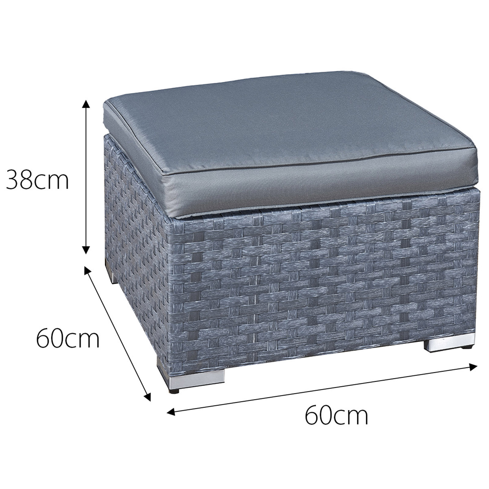 Oseasons Malta Ocean Grey Rattan Footstool Image 3