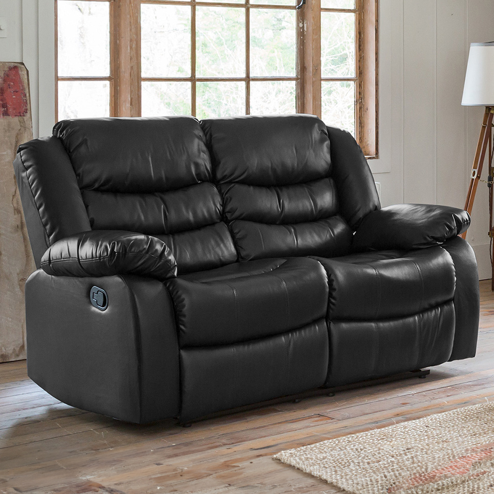 Brooklyn 2 Seater Black Recliner Sofa Wilko