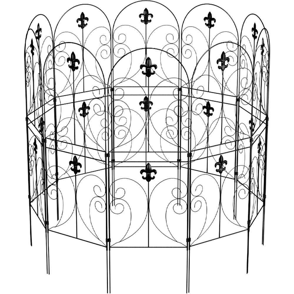 Living and Home Arched 41 x 68cm 10 Pack Metal Border Fence Decoration Set Image 1