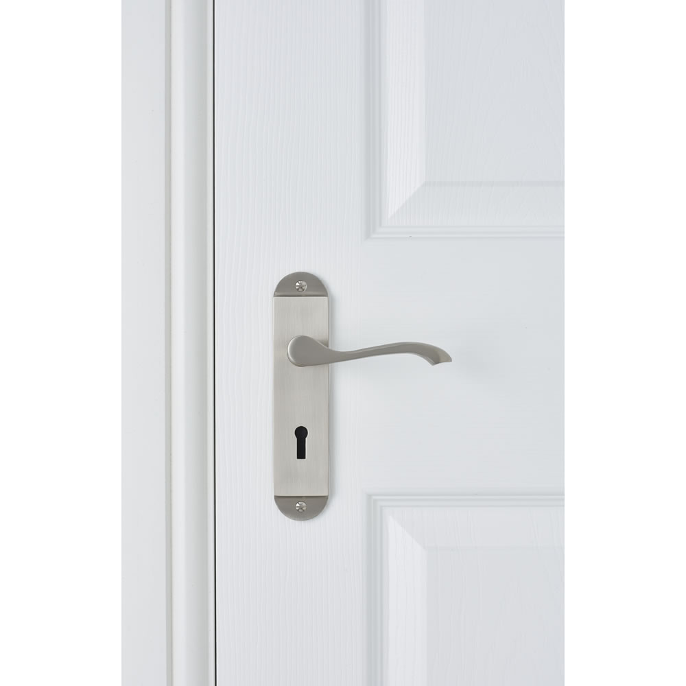 Wilko Ambassador Satin Nickel Lock Door Handle Image 2