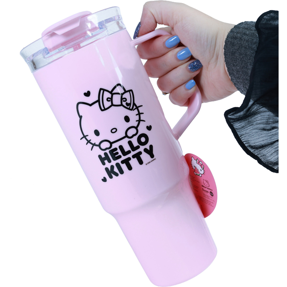 Hello Kitty Tumbler with Straw and Handle Pink Image 3