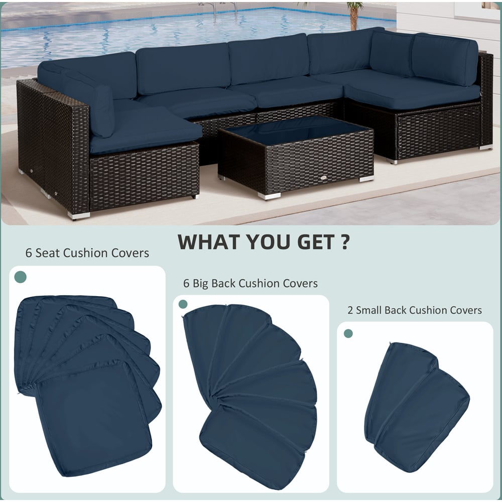 Outsunny 6 Seater Blue Garden Sofa Set Cover 14 Pack Image 7