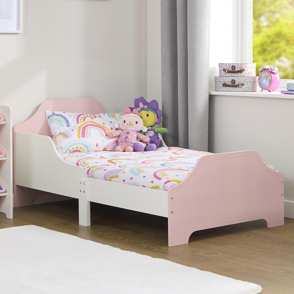 Liberty House Toys Dual Tone White and Pink Toddler Bed Image 1