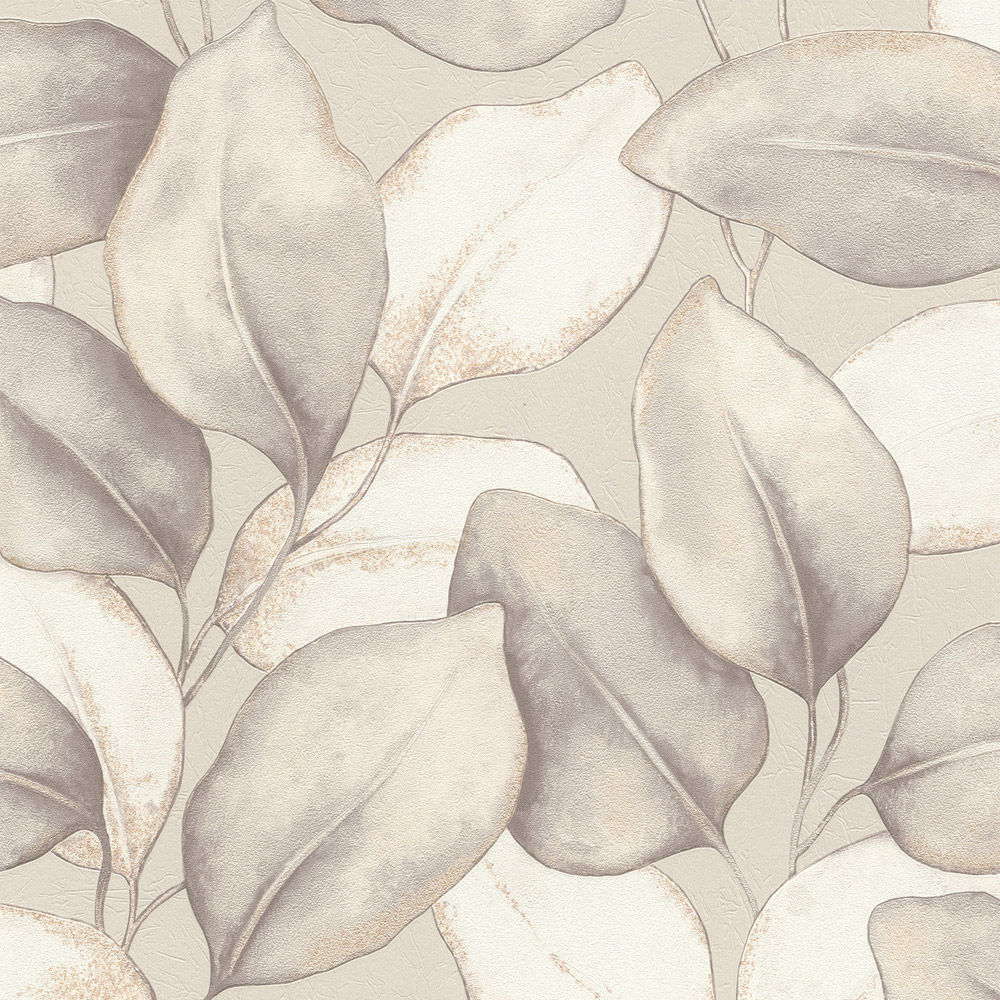 Rasch Wallpaper Opulenza Leaf Soft Grey Wallpaper Image 1