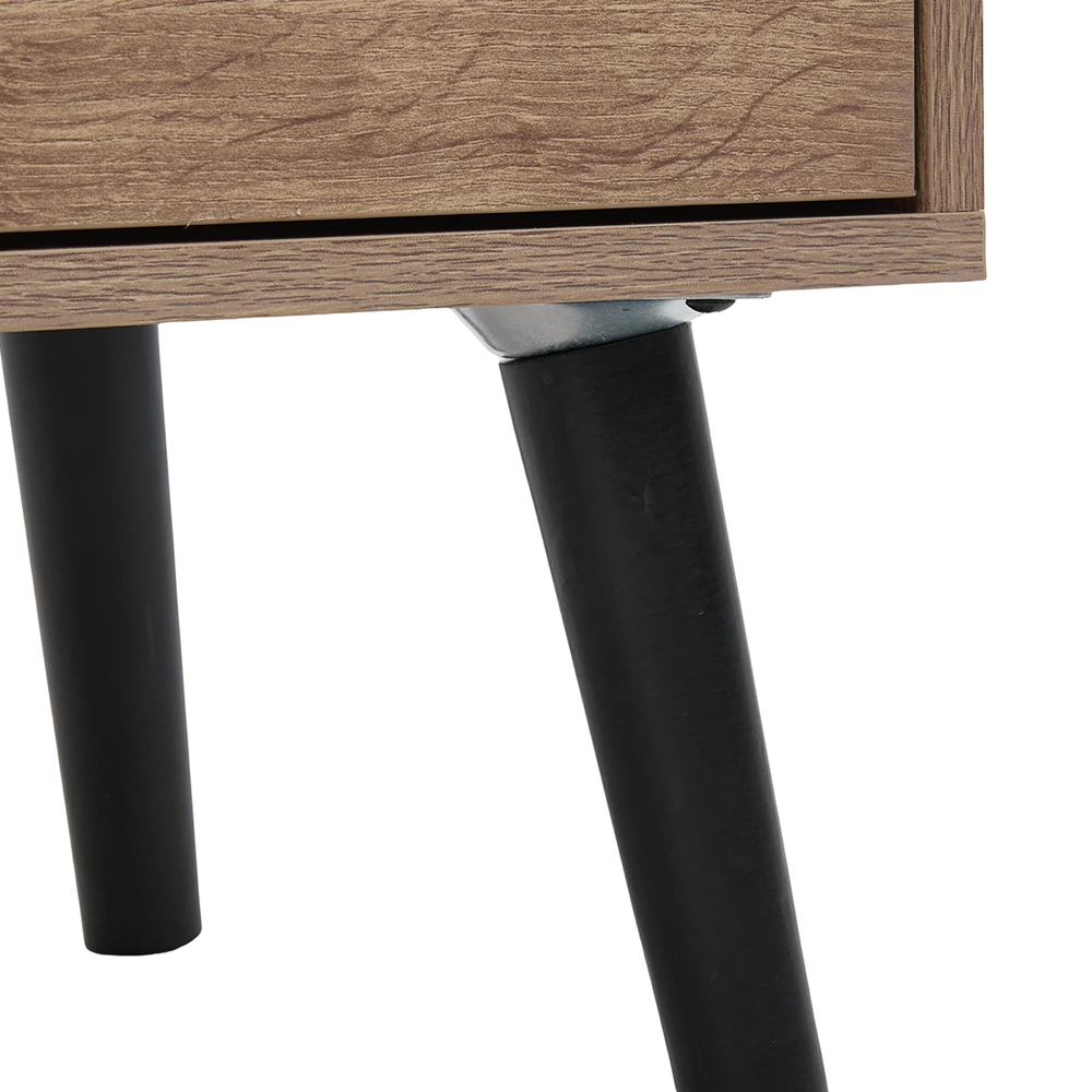 Living and Home 2 Drawer Light Wood Grain Acrylic Bedside Table Image 3