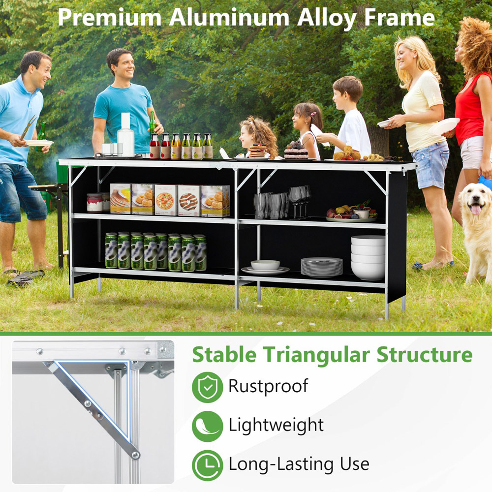 Costway 4 Shelf Black Aluminium Portable Picnic Table Image 4