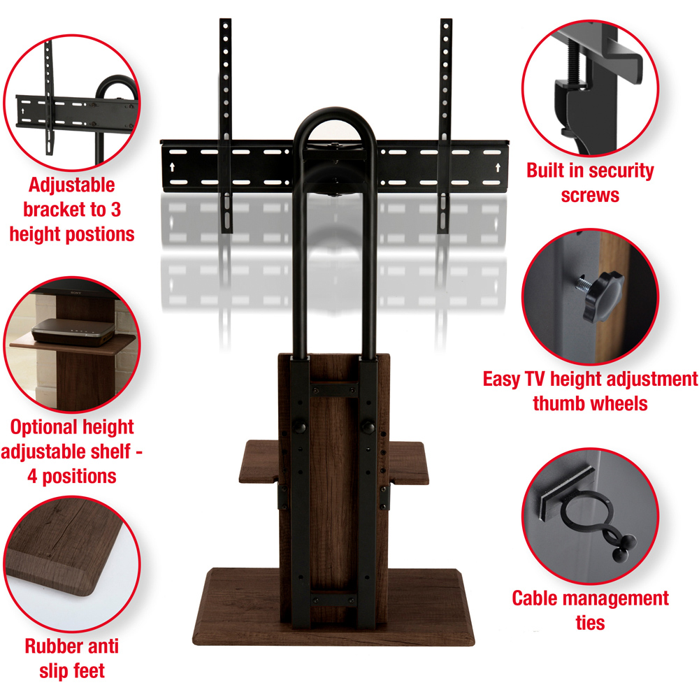 TTAP Walnut Single Shelf Floor Pedestal TV Stand Image 3