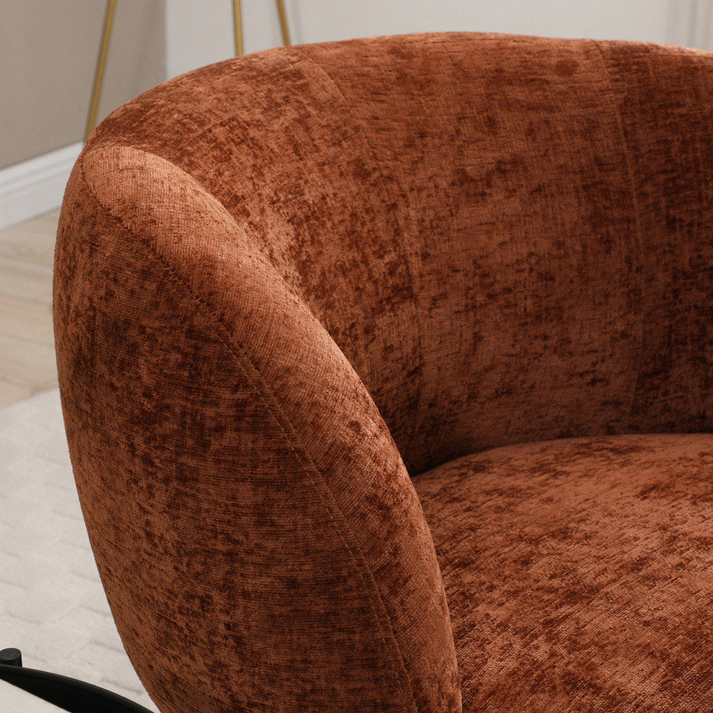 Tom Terracotta Chenille Swivel Accent Tub Chair Image 6