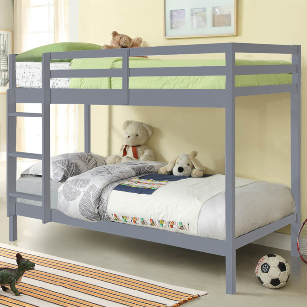 Comfy Living Single Grey Wooden Bunk Bed Image 1