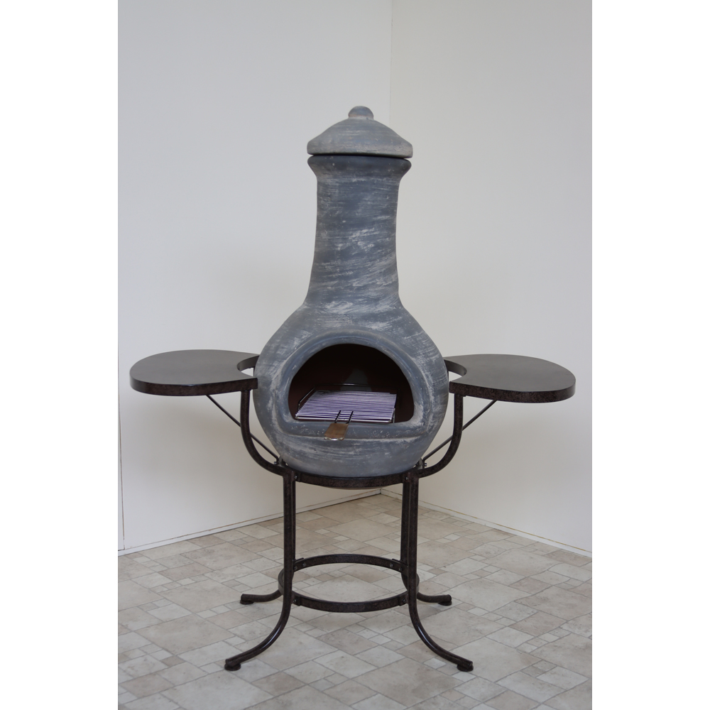 Gardeco BBO-C8C.56 Grill Lava Stones and Cradle Clay Chiminea BBQ Bundle Image 2