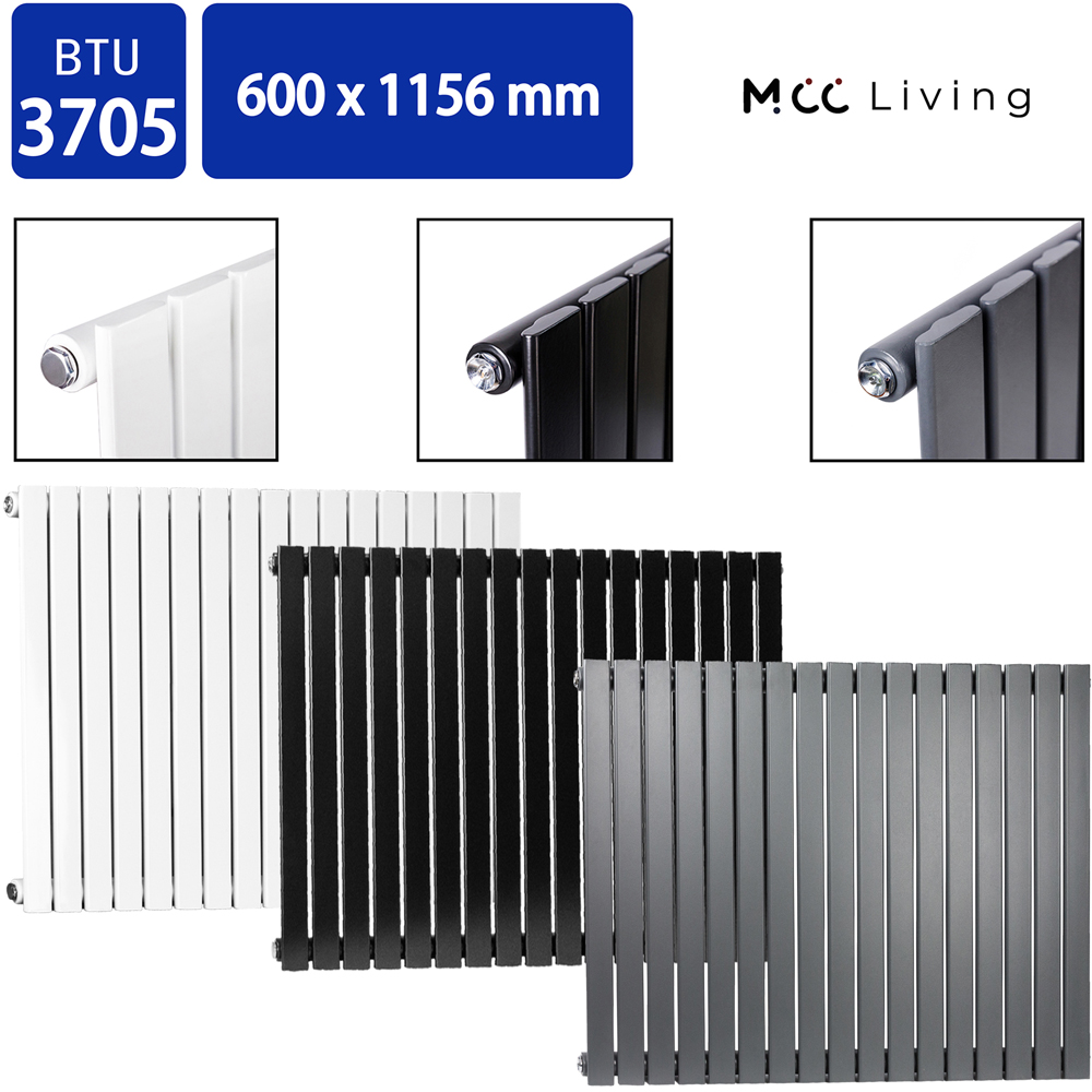 Anthracite 3705 BTU Single Flat Panel Vertical Column Radiator 600 x 1156mm Image 4