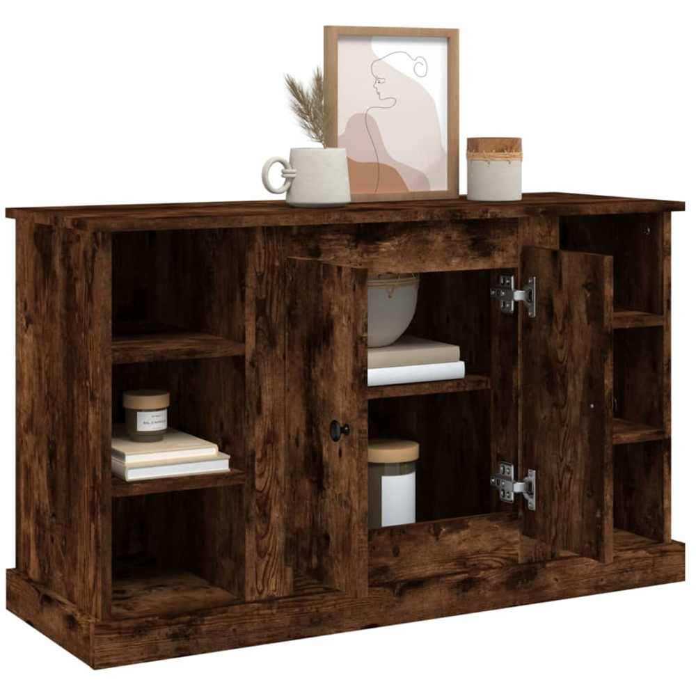 vidaXL 2 Door 6 Shelf Smoked Oak Sideboard Image 5