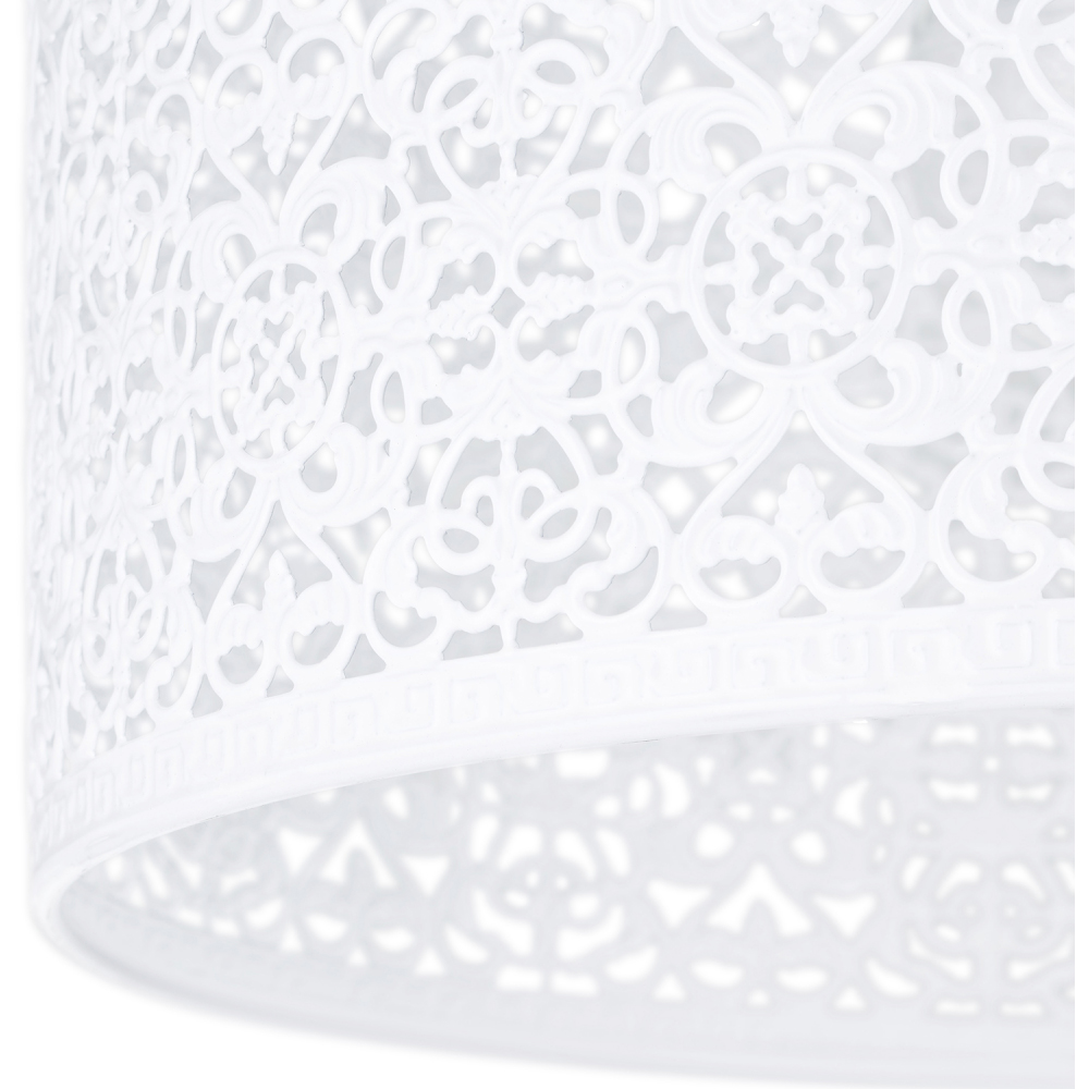 Happy Homewares Moroccan Style Ornate White Gloss Metal Pendant Shade Image 3