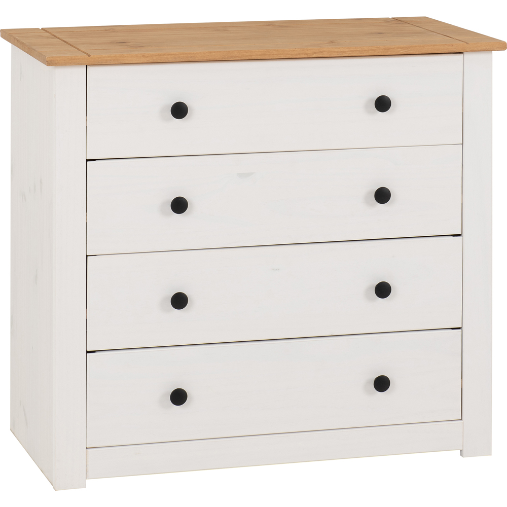 Seconique Panama 4 Drawer White and Natural Wax Chest of Drawers Image 2