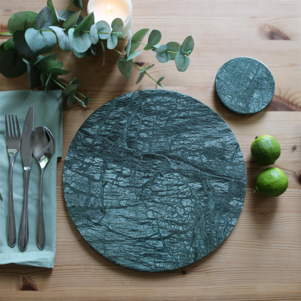 Argon Tableware Green Round Marble Placemat 30cm 6 Pack Image 2