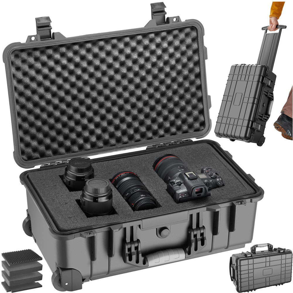 Tectake Black Hard Shell Waterproof Camera Case 56 x 34.5cm Image 2