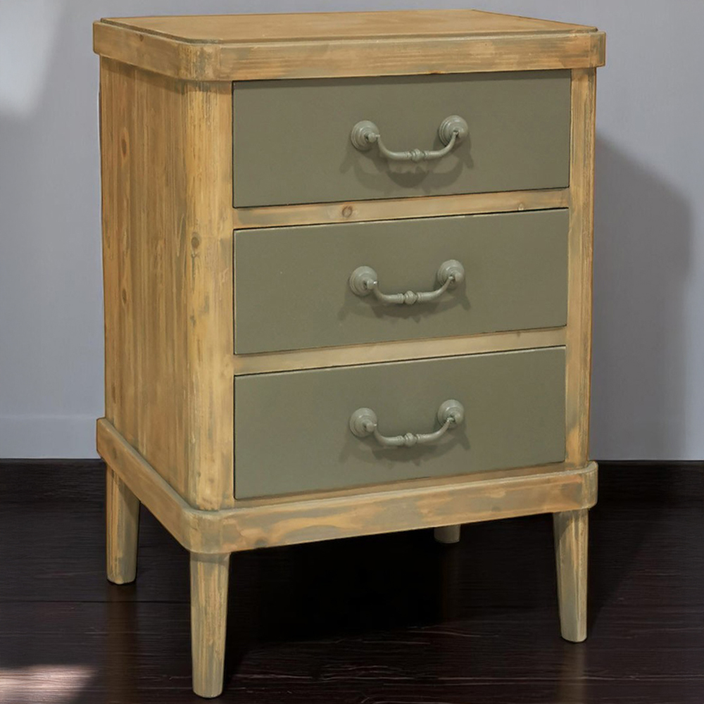 Acacia Home 3 Drawers Multicolour Wooden Bedside Table Image 1