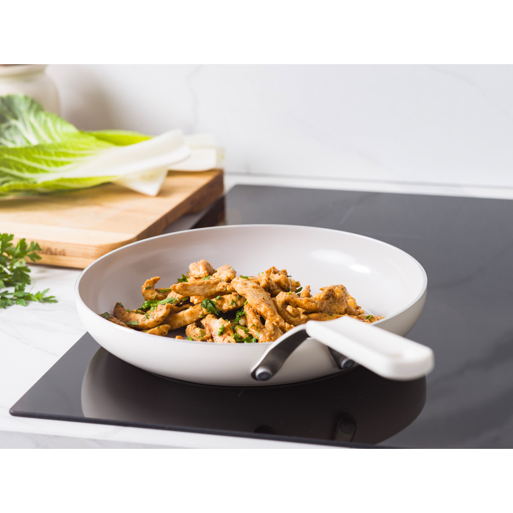 KitchenAid 28cm Porcelain White Coloured Aluminium Frying Pan Image 2