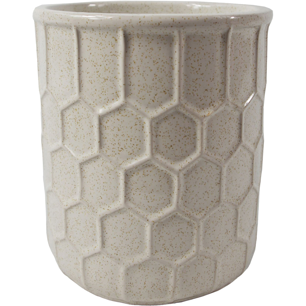 Leaf White Honeycomb Ceramic Planter 16cm Image 1