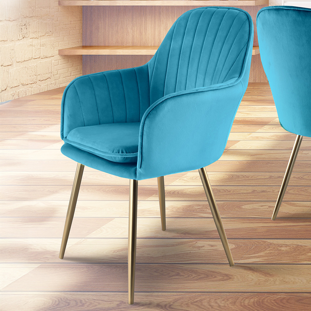 Muse Accent Chair in Velvet Upholstery - Teal Image 1
