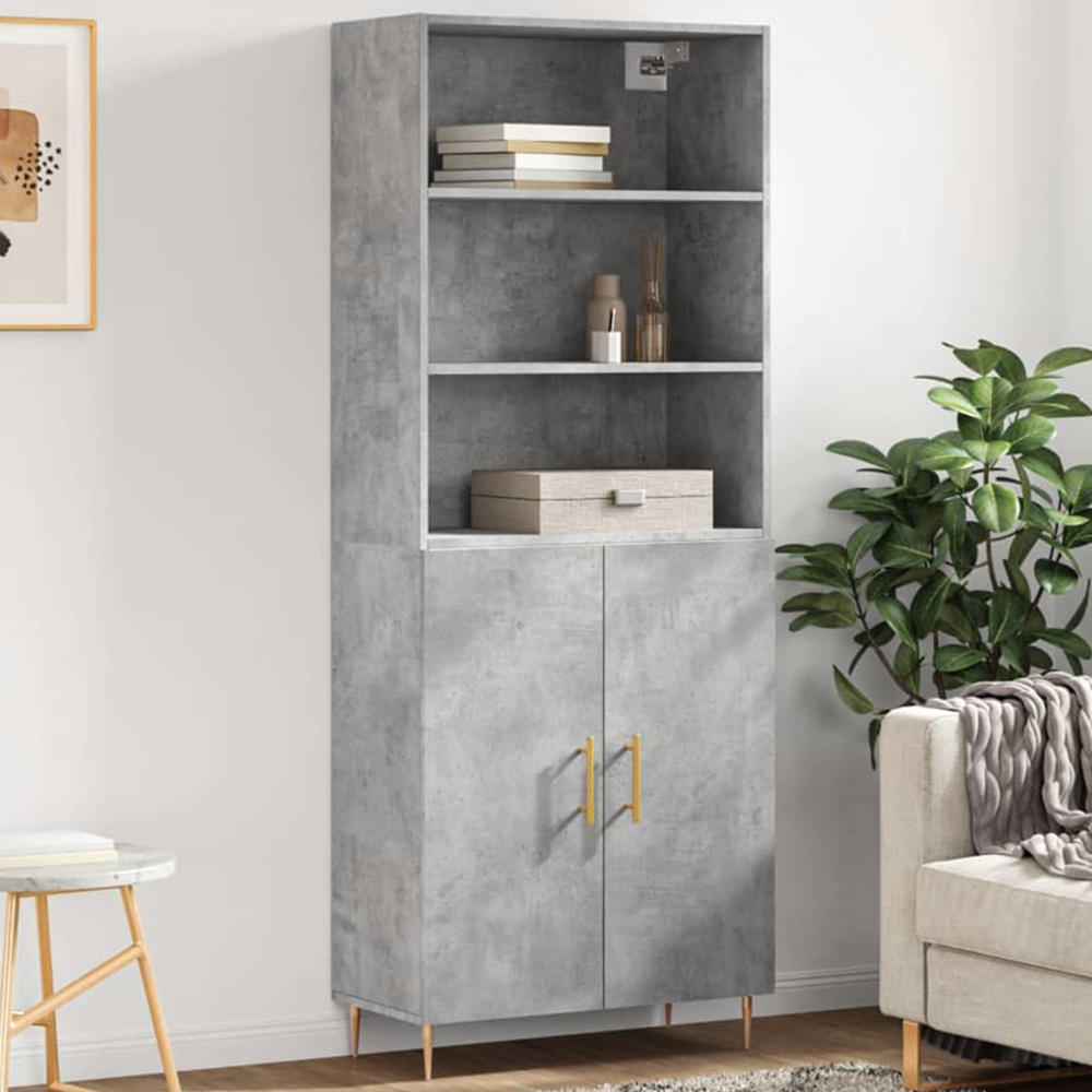 vidaXL 2 Door 3 Shelf Concrete Grey Highboard Image 1
