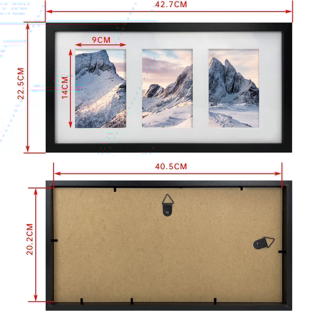 Innoteck Essentials 3 in 1 Matt Black Wooden Photo Frame Image 7