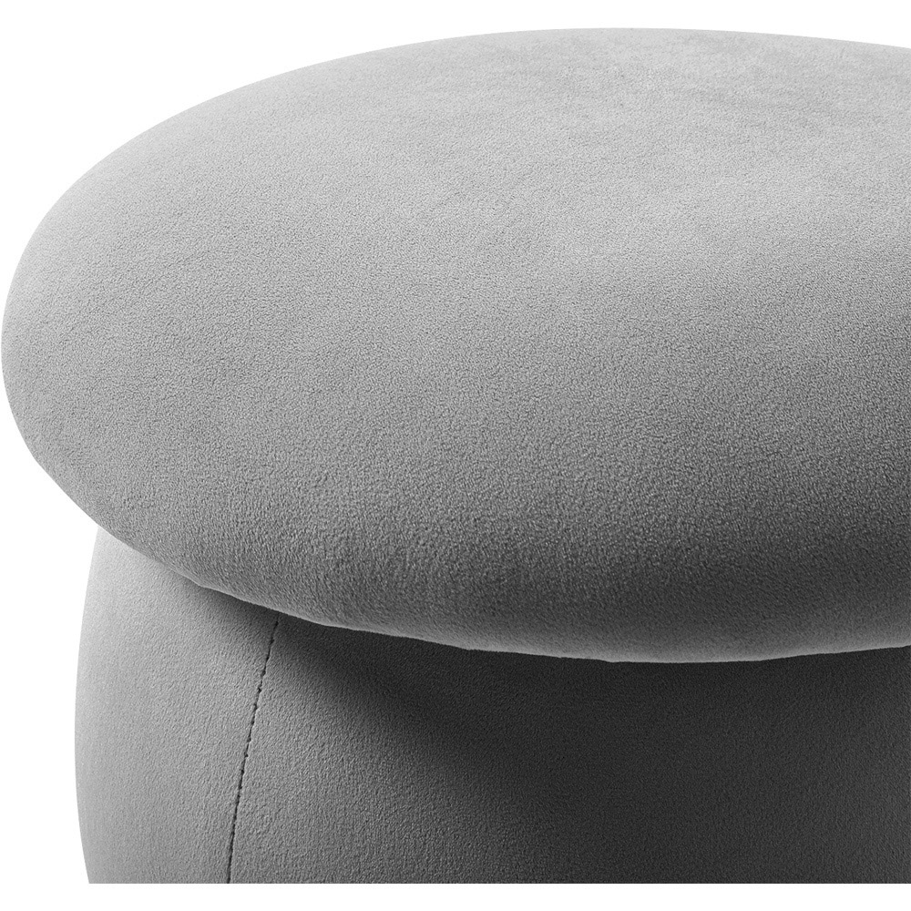 Living and Home Grey Round Lovely Velvet Mushroom Shaped Pouf Ottoman Image 5