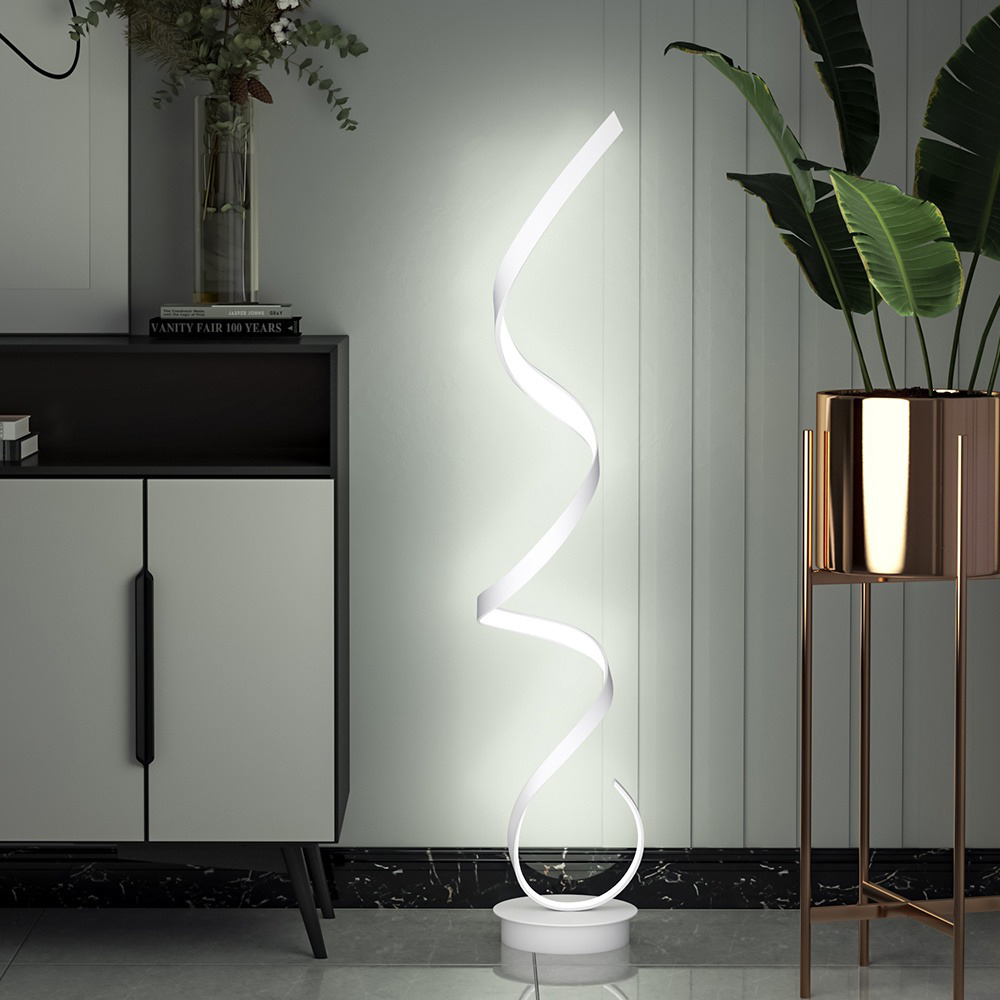 Living and Home White Glow Spiral Floor Lamp Image 4