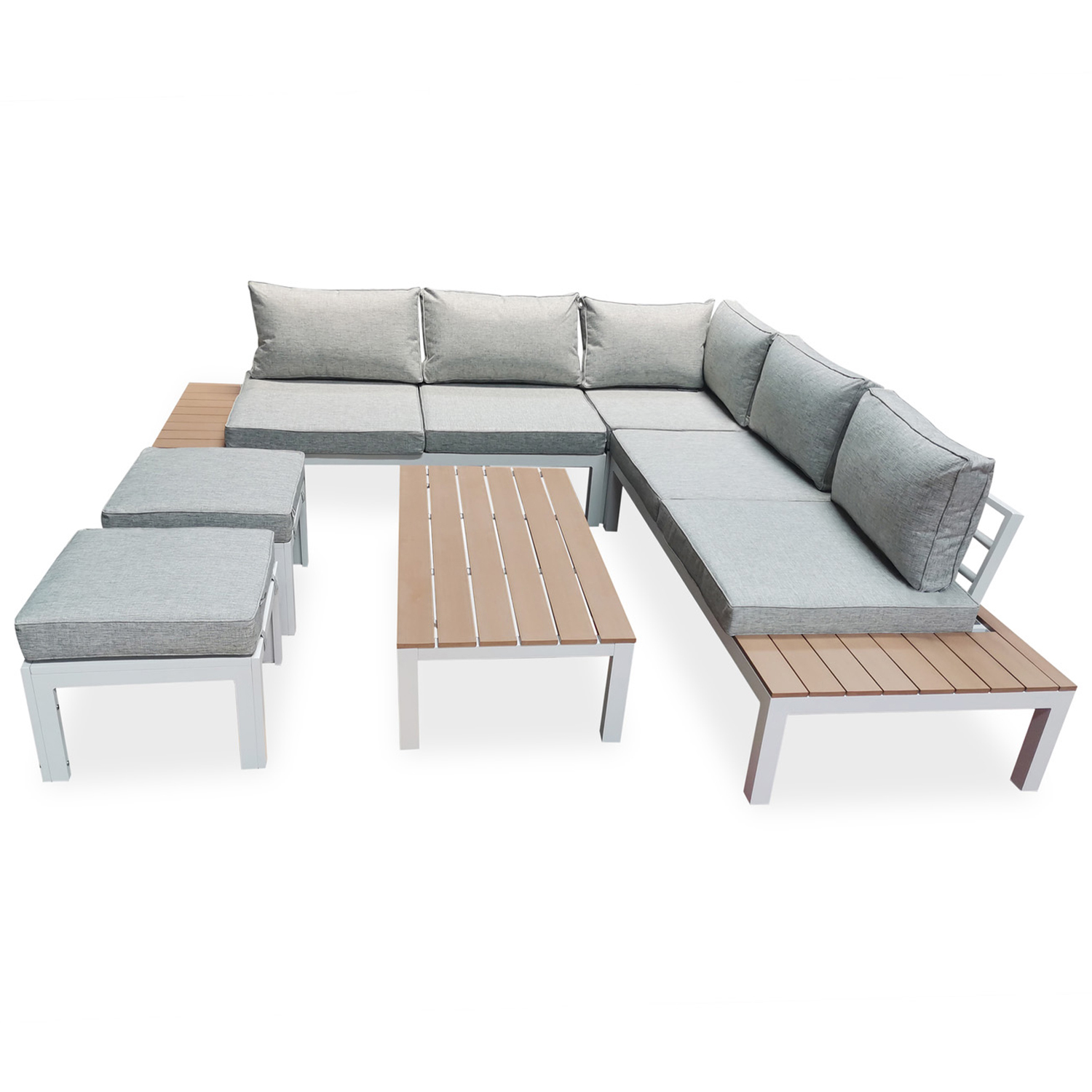 New York 7 Seater Grey Corner Lounge Set Image 2