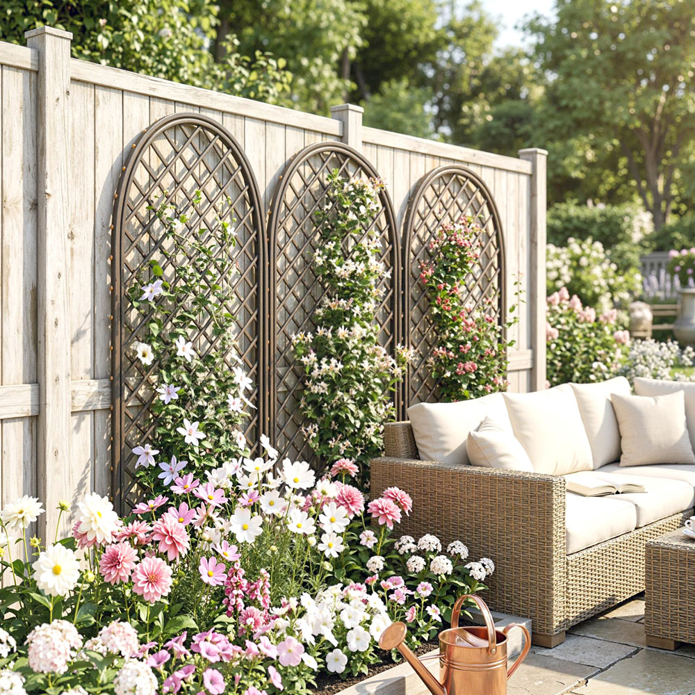 Outsunny 4 x 1ft Natural Wicker Garden Arch Trellis with Dome Top Set of 3 Image 3