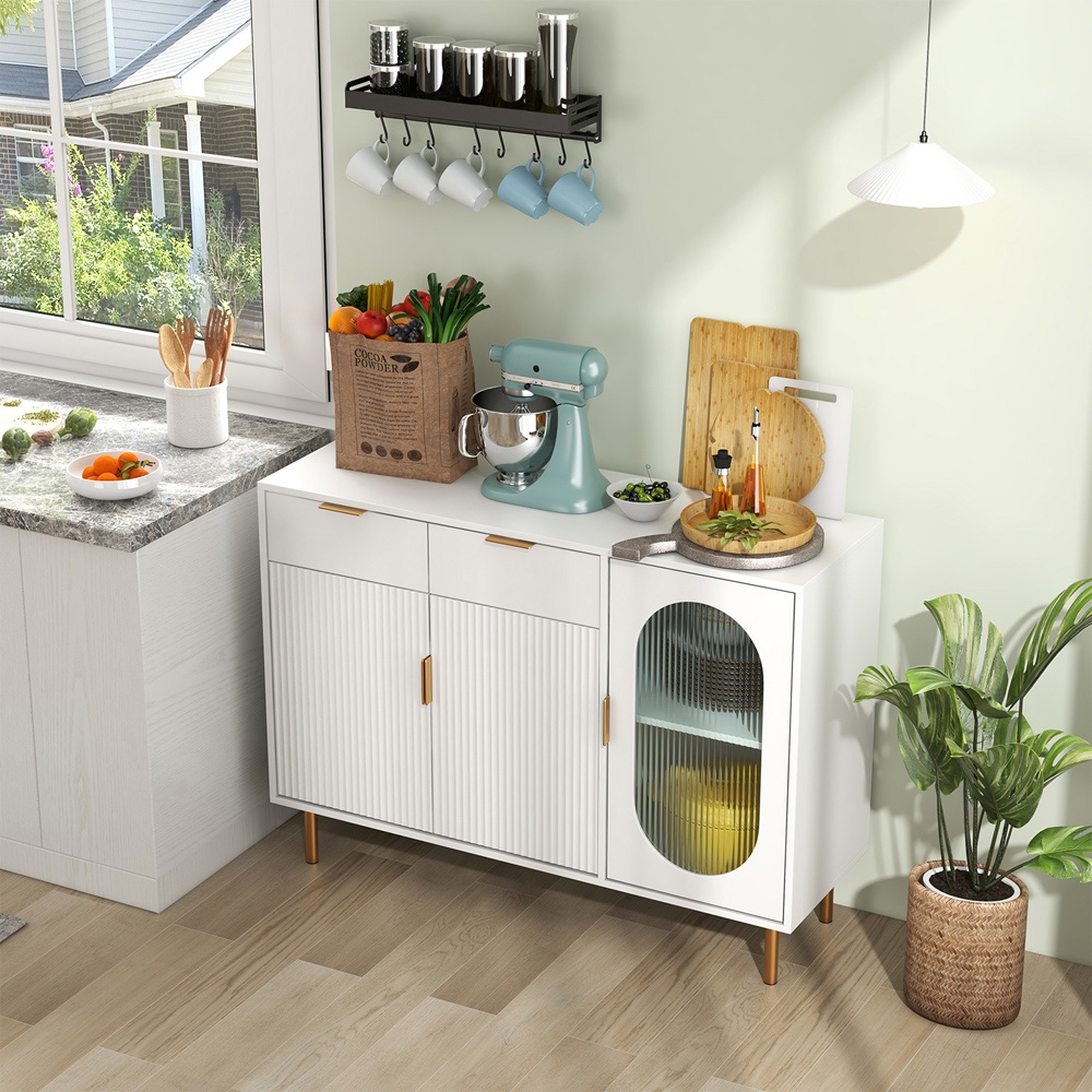 Costway 2 Drawer and 2 Cabinet White Kitchen Storage Cabinet Image 5