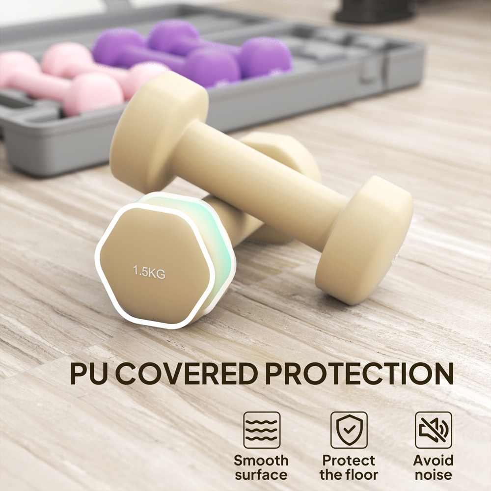 HOMCOM Multicolour Dumbbell Set with Carry Case 6kg 6 Pack Image 7