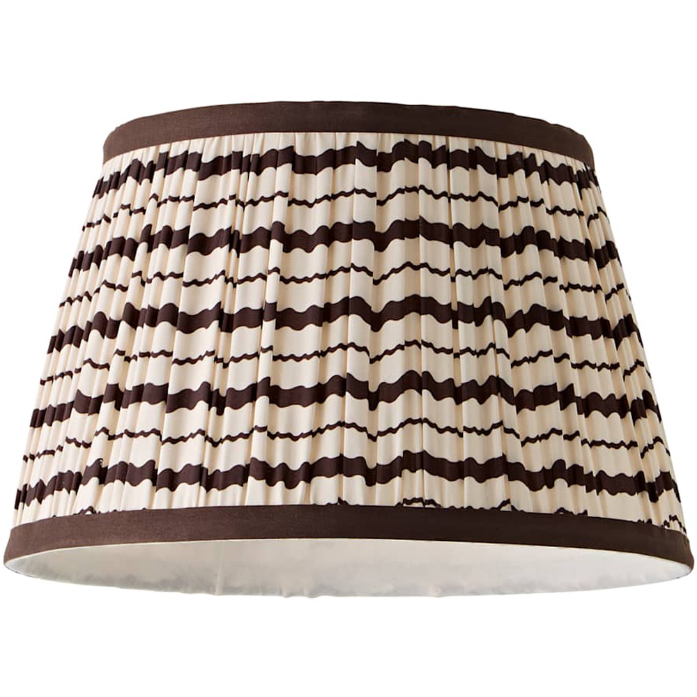 ValueLights Wickham Chocolate Brown and Cream Stripe Print Taper Easy-Fit Ceiling Lamp Shade 28cm Image 1