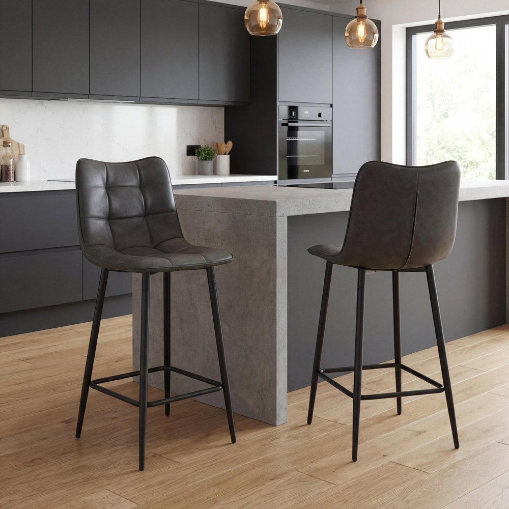 Portland Kensington Grey Faux Leather Bar Stool Image 8