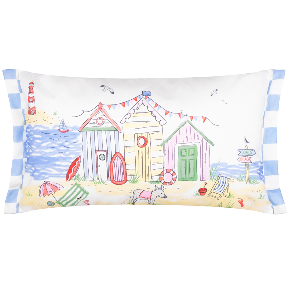 Furn Multicolour Beach Huts Rectangular Reversible Cushion 30 x 50cm Image 1