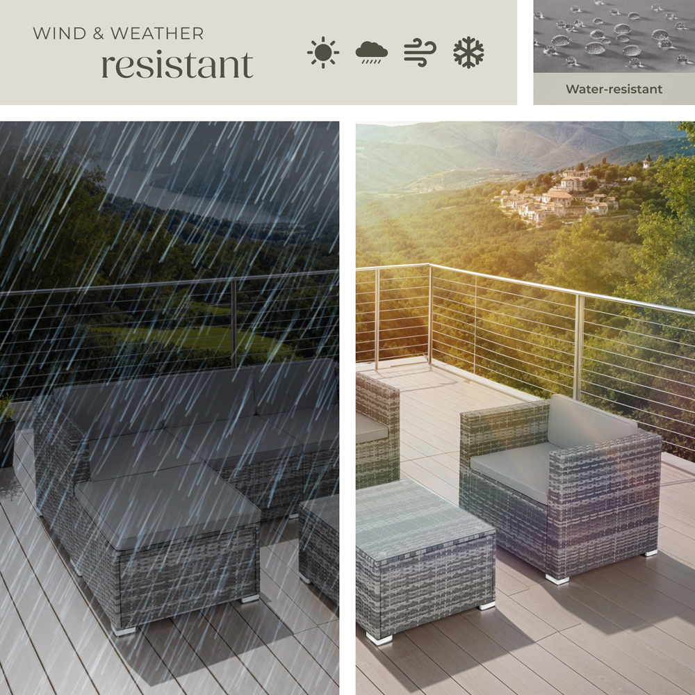 tectake Lignano 5 Seater Grey Rattan Garden Lounge Set Image 7