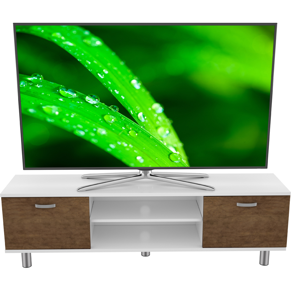 AVF Omaha 2 Door 2 Shelf Walnut and White TV Unit Image 5